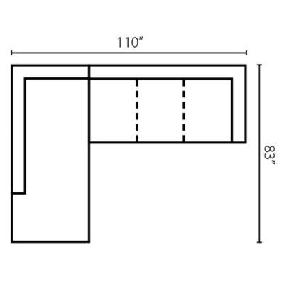 Layout D:  Two Piece Sectional. 110" x 83"