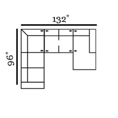 Layout I:  Three Piece Sectional 96" x 132"