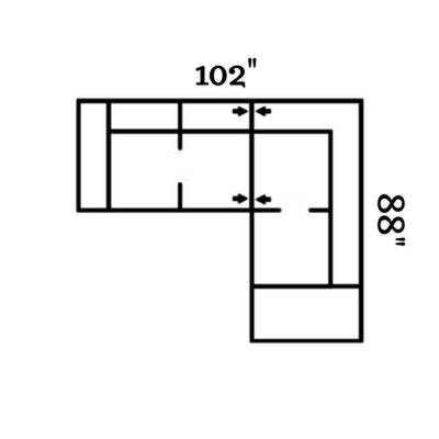 Layout D: Two Piece Sectional 102" x 88"
