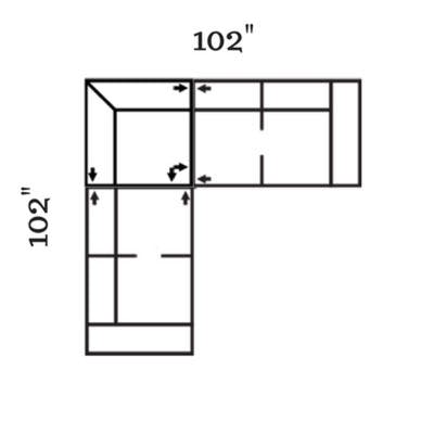 Layout E: Two Piece Sectional 102" x 102"