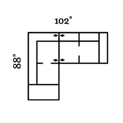 Layout B:  Two Piece Sectional 88" x 102"