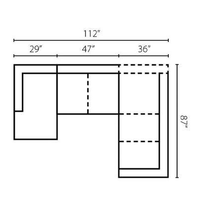 Layout E: Three Piece Sectional 112" x 87"