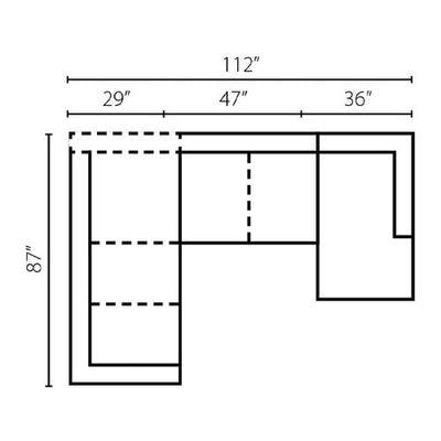 Layout F: Three Piece Sectional 87" x 112"