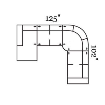 Layout J: Four Piece Sectional 125" x 102"