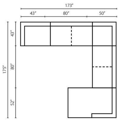 Layout B: Five Piece Sectional 173" x 175" x 80"