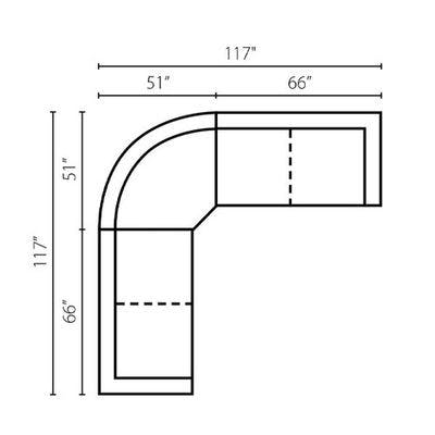 Layout G: Three Piece Sectional 117" x 117"