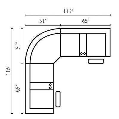 Layout A: Three Piece Sectional 116" x 116"