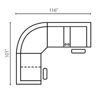 Layout C: Three Piece Sectional 101" x 116"