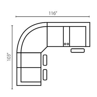 Layout C: Three Piece Sectional 103" x 116"