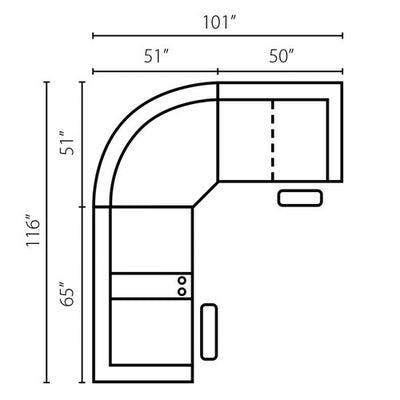 Layout D: Three Piece Sectional 116" x 101"