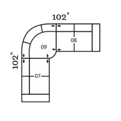 Layout I:  Three Piece Sectional 102" x 102"