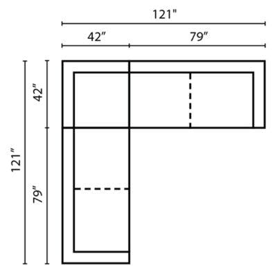Layout E:  Three Piece Sectional 121" x 121"