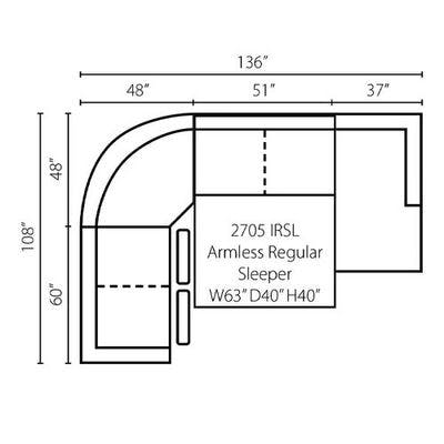 Layout C: Four Piece Sleeper Sectional 108" x 136"