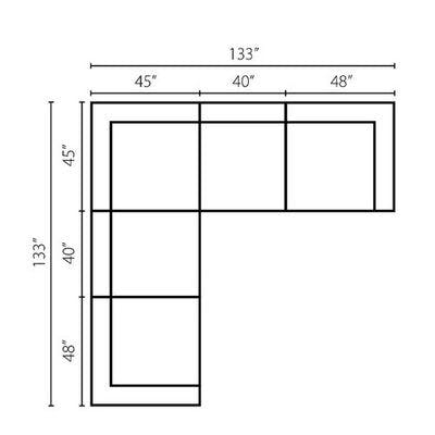 Layout E: Five Piece Sectional 133" x 133"