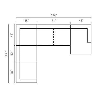 Layout G: Five Piece Sectional 133" x 174" x 72"