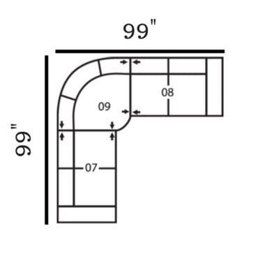 Layout E: Three Piece Sectional 99" x 99"