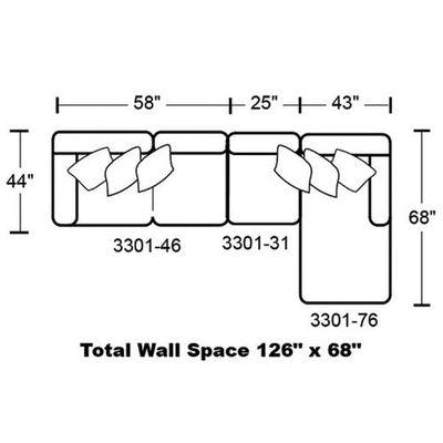 Layout D: Three Piece Sectional 126" x 68"