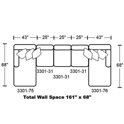 Layout E: Five Piece Sectional 68" x 161" x 68"