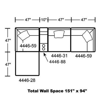 Layout F: Five Piece Sectional 94" x 151"