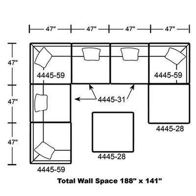 Layout B: Eight Piece Sectional 141" x 188" x 94"