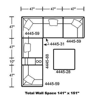 Layout C: Seven Piece Sectional 151" x 141"