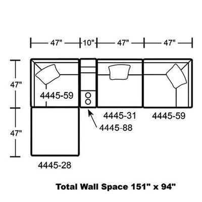 Layout F: Five Piece Sectional 94" x 151"