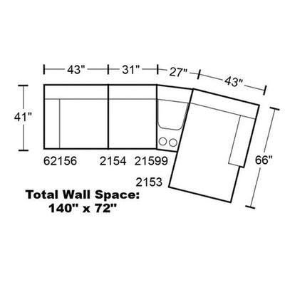 Layout H: Four Piece Sectional 140" x 66"