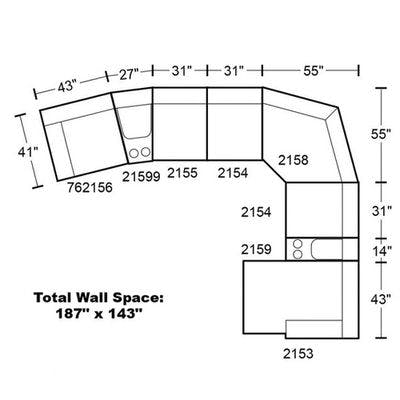 Layout L: Eight Piece Sectional 187" x 143" x 66"