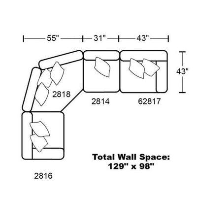 Layout E: Four Piece Sectional 98" x 129"