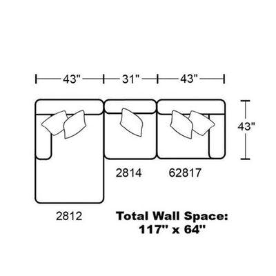 Layout H: Three Piece Sectional 64" x 117"