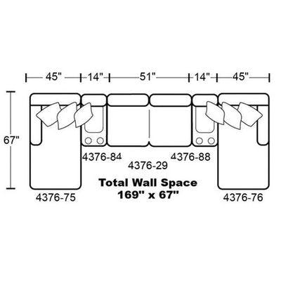 Layout C: Five Piece Sectional 67" x 169" x 67"