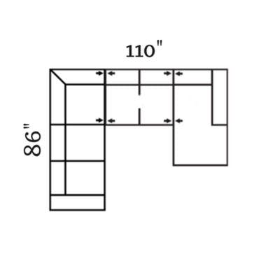 Layout C:  Three Piece Sectional 86" x 110" x 62"