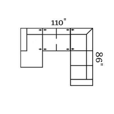 Layout D:  Three Piece Sectional 62" x 110" x 86"
