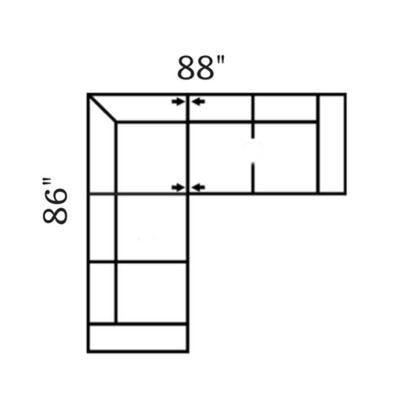 Layout F: Two Piece Sectional 86" x 88"
