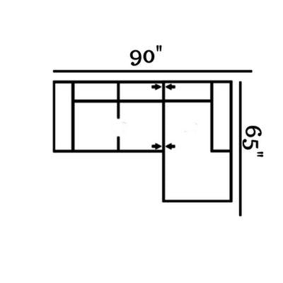 Layout B:  Two Piece Sectional 90" x 65"