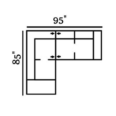 Layout E:  Two Piece Sectional 85" x 95"