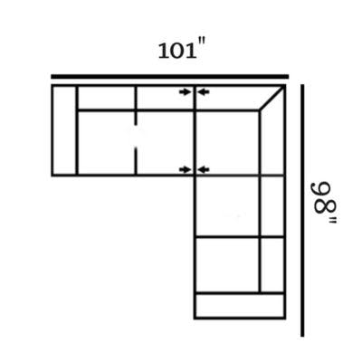 Layout J: Two Piece Sectional 101" x 98"
