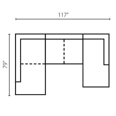 Layout F: Three Piece Sectional 79" x 117" x 58"