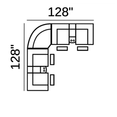 Layout D: Three Piece Sectional 128" x 128"