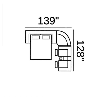 Layout F: Three Piece Sectional 139" x 128"