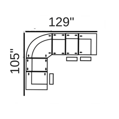 Layout G:  Six Piece Sectional 105" x 120"