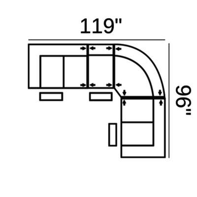 Layout E:  Four Piece Sectional 119" x 96"