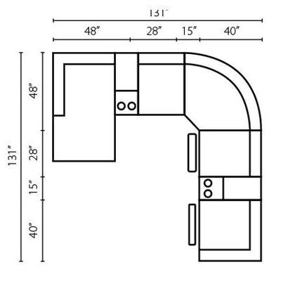 Layout B: Seven Piece Sectional 131" x 131"