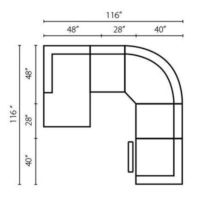 Layout G: Five Piece Sectional 116" x 116"