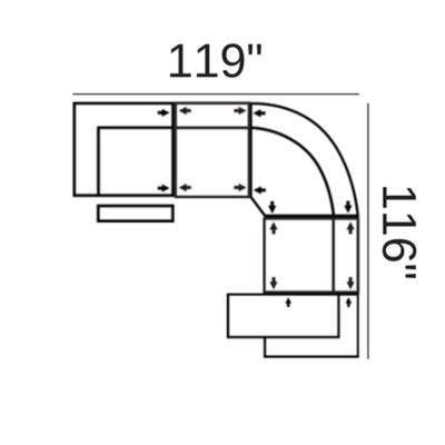Layout E: Five Piece Sectional 119" x 116"