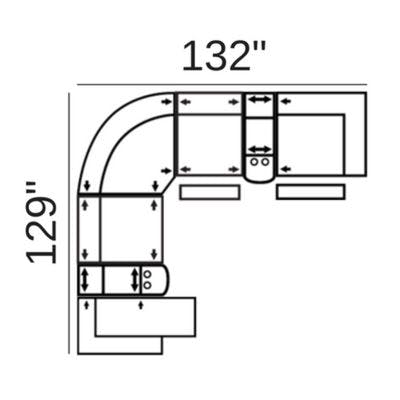 Layout G:  Seven Piece Sectional 129" x 132"
