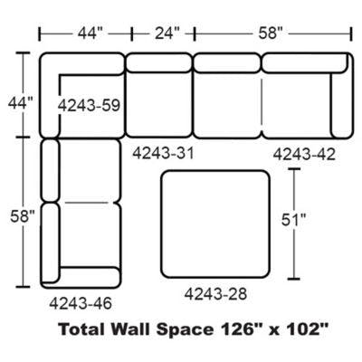 Layout C:  Five Piece Sectional (Includes Ottoman) 102" x 126"