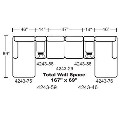 Layout K:  Five Piece Sectional 69" x 167" x 69"