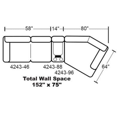 Layout M:  Three Piece Sectional 152" x 64"