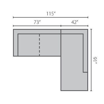 Layout A: Two Piece Sectional 115" x 91"